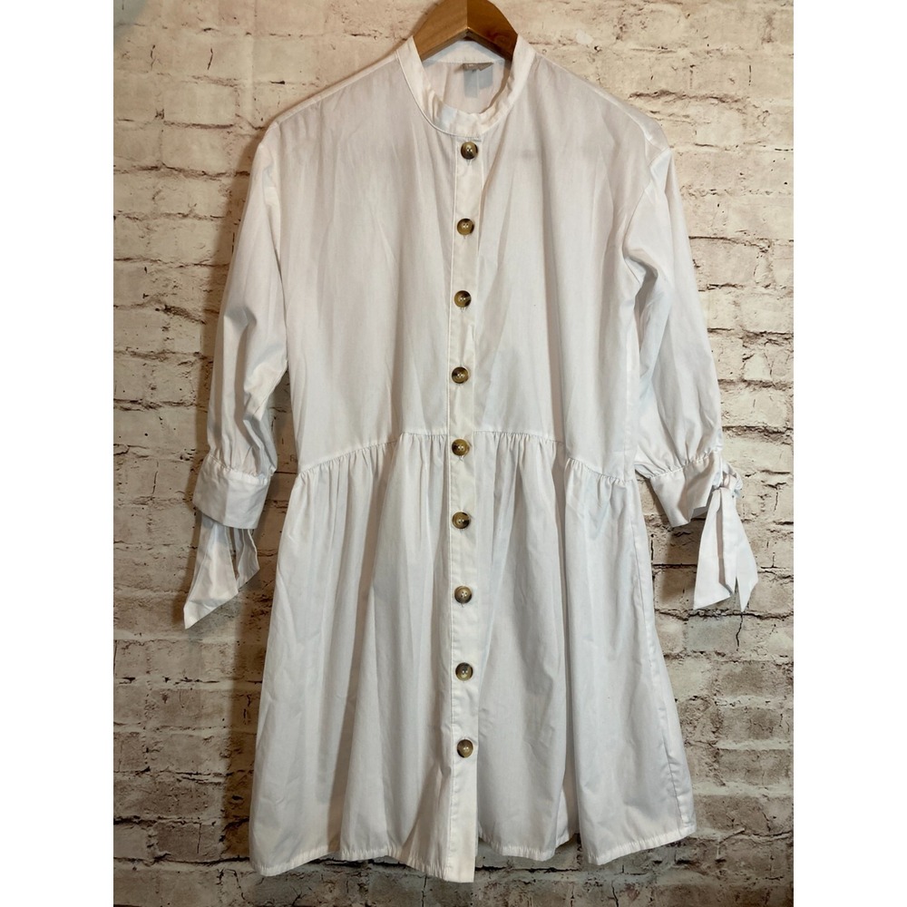 Asos Dress Womens 0 White Full Burton Up Tie Sleeve Cottage Cotton Prairie